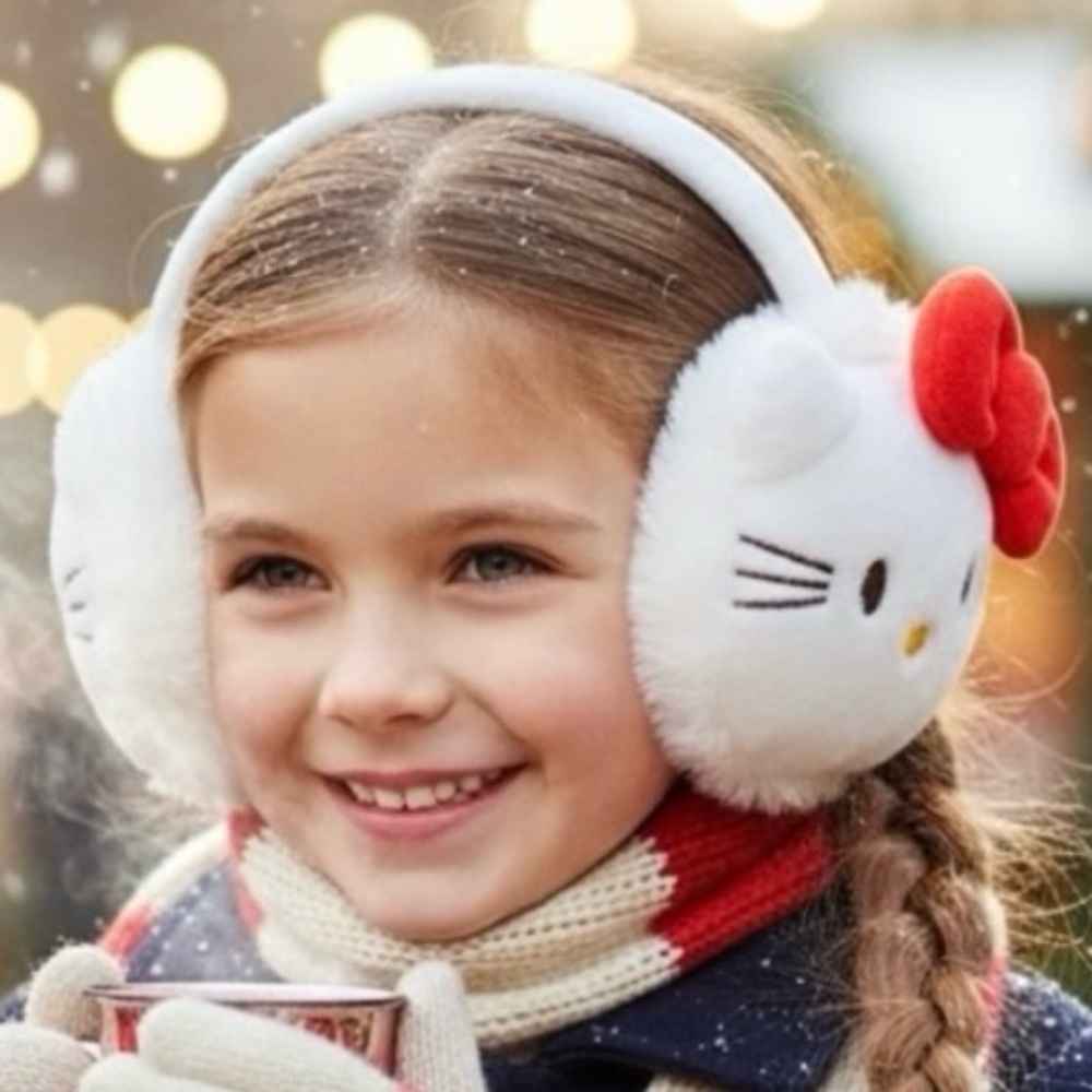 Hello Kitty White & Red Plush Earmuffs for Kids with Bow - Picture 2 of 6